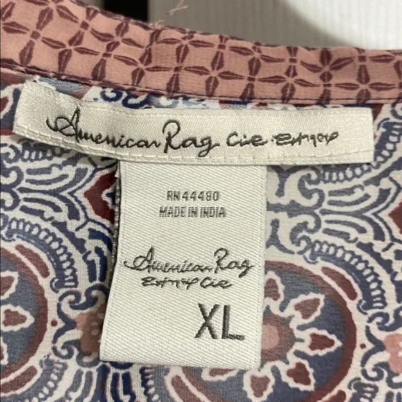 American Rag Cie lightweight sheer boho lace front shirt blouse top size XL - Picture 11 of 13